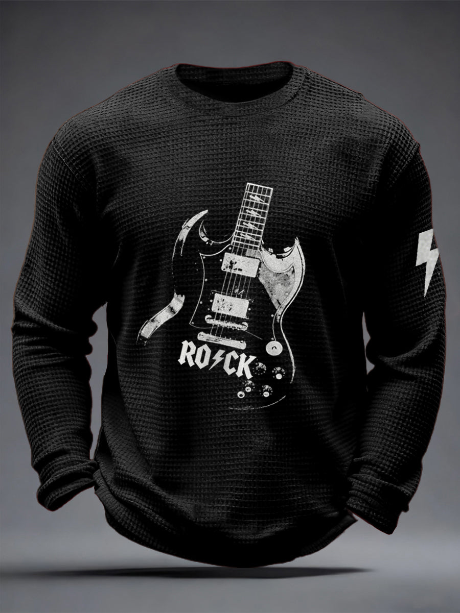 Herren Rockmusik inspiriertes Waffel oberteil