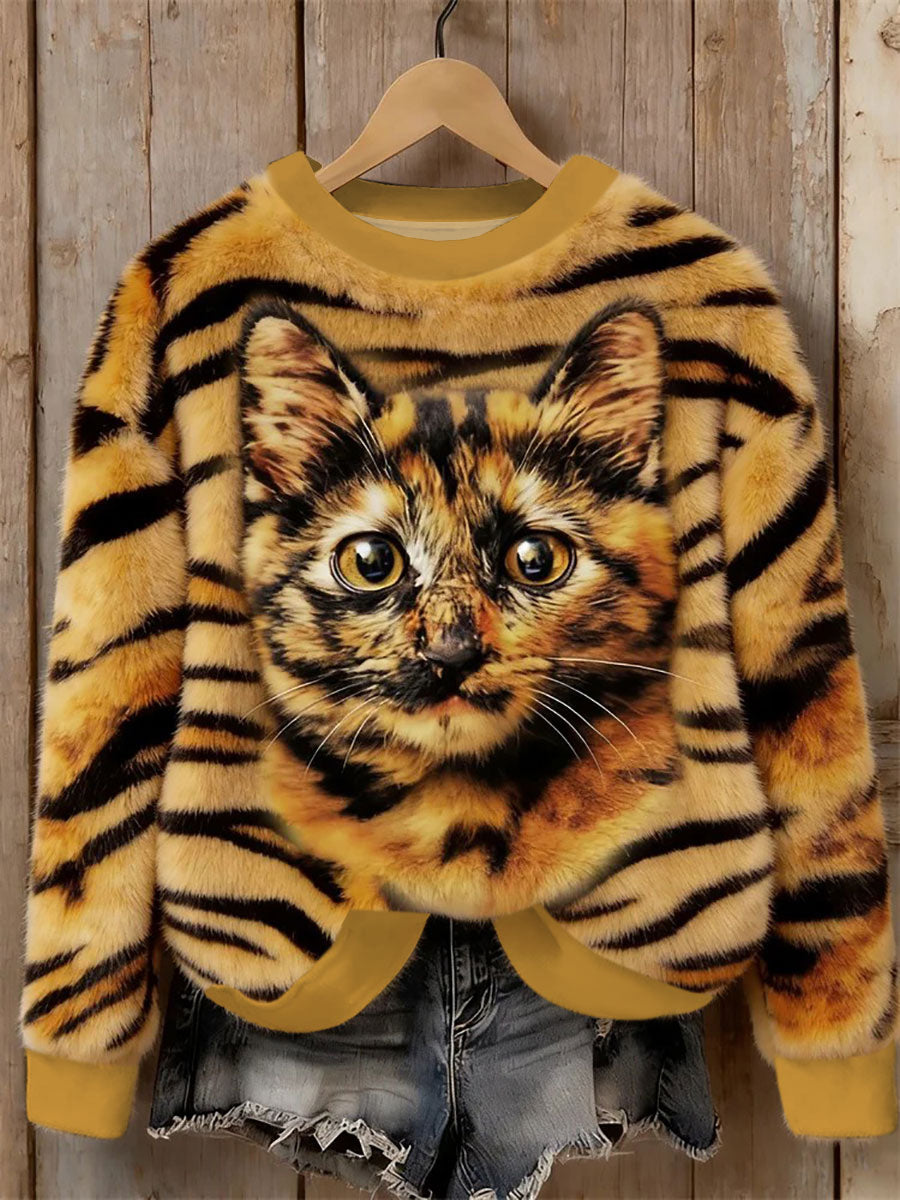 Katzen-Design-Flanell-Sweatshirt für Damen