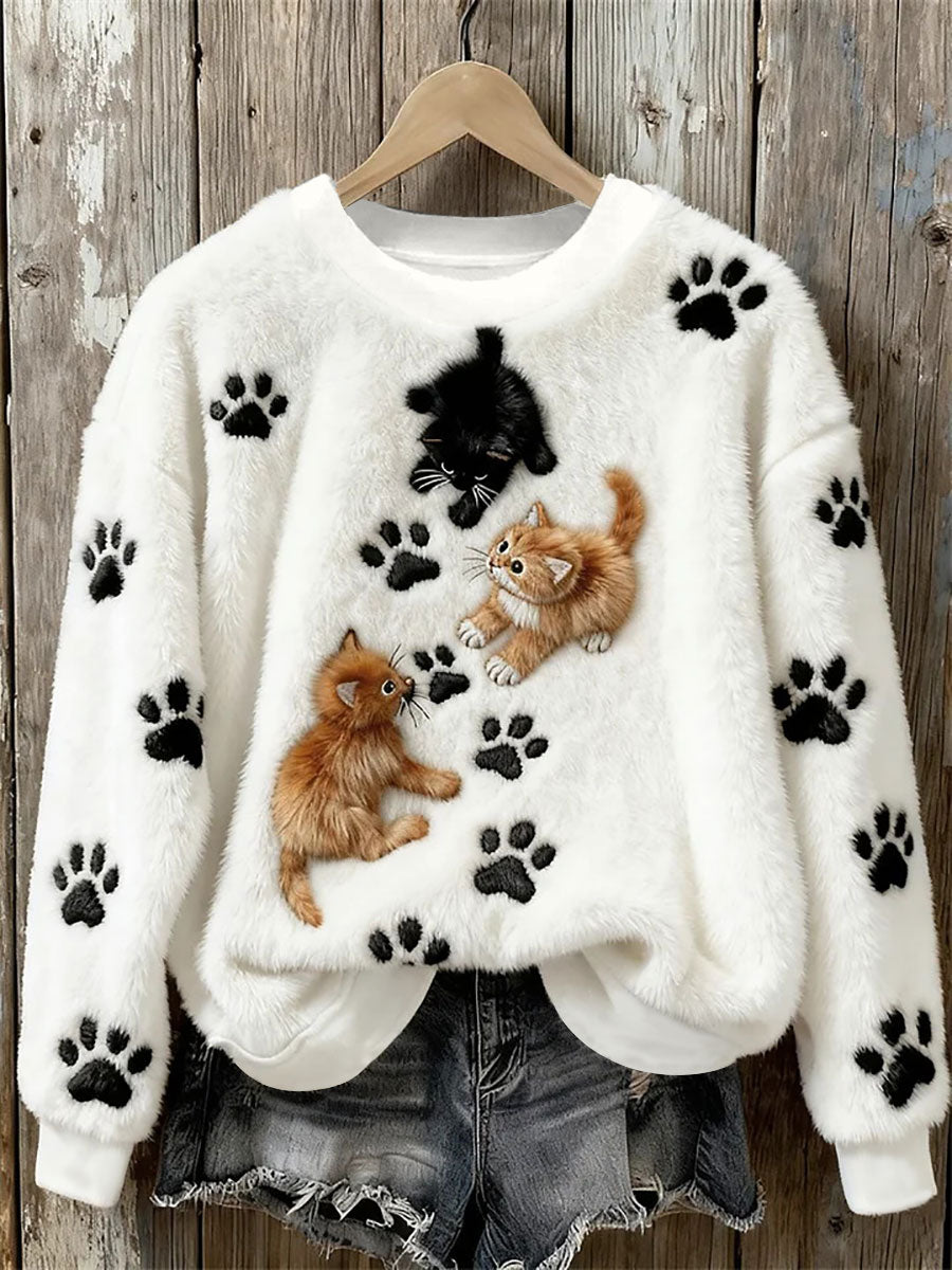 Katzen-Kunstdruck-Casual-Top für Frauen