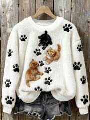 Katzen-Kunstdruck-Casual-Top für Frauen