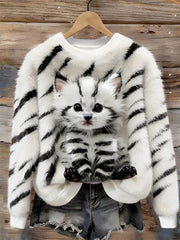 Katzen-Design-Flanell-Sweatshirt für Damen