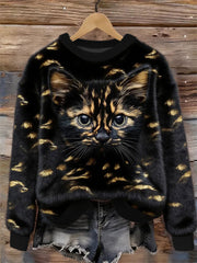 Katzen-Design-Flanell-Sweatshirt für Damen