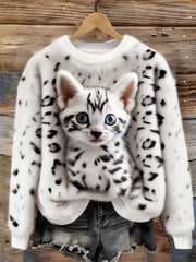 Katzen-Design-Flanell-Sweatshirt für Damen