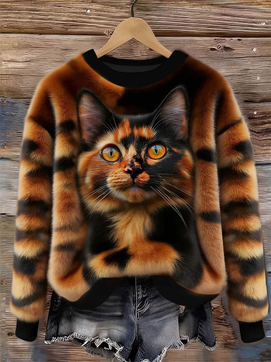 Katzen-Design-Flanell-Sweatshirt für Damen