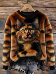 Katzen-Design-Flanell-Sweatshirt für Damen