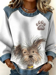 Damen Hund Kunstdruck Casual Top
