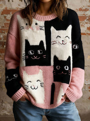 Damen Katzen Blumen Tops