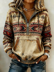 Vintage Western bedruckter Casual Hoodie für Damen