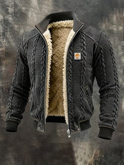 Herren Retro Textur Jacquard Warme Outdoor Jacke