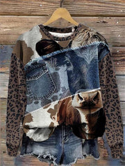 Westliches Kunstdruck-Sweatshirt für Frauen