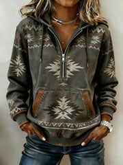 Vintage Western bedruckter Casual Hoodie für Damen