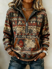 Vintage Western bedruckter Casual Hoodie für Damen