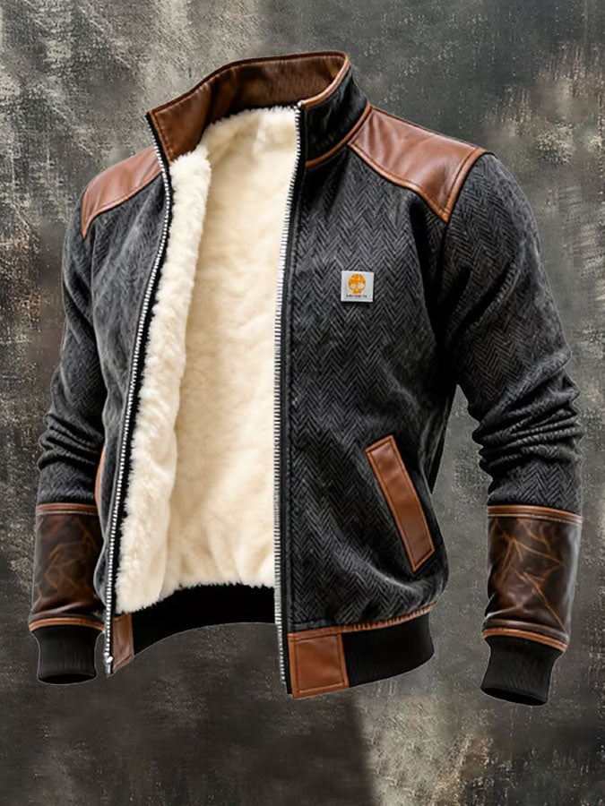 Retro-strukturierte warme Outdoor-Jacke für Herren mit mehreren Taschen
