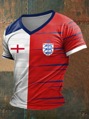 Men's UK Football Lover England  2026 Printed V-neck T-shirt