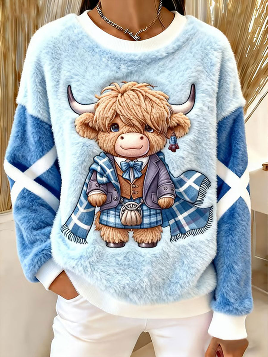 Women's Highland Cow Print Casual Sweatshirt