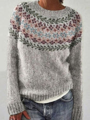 Frauen Isländischer Pullover, Rundhals, lockerer Pullover