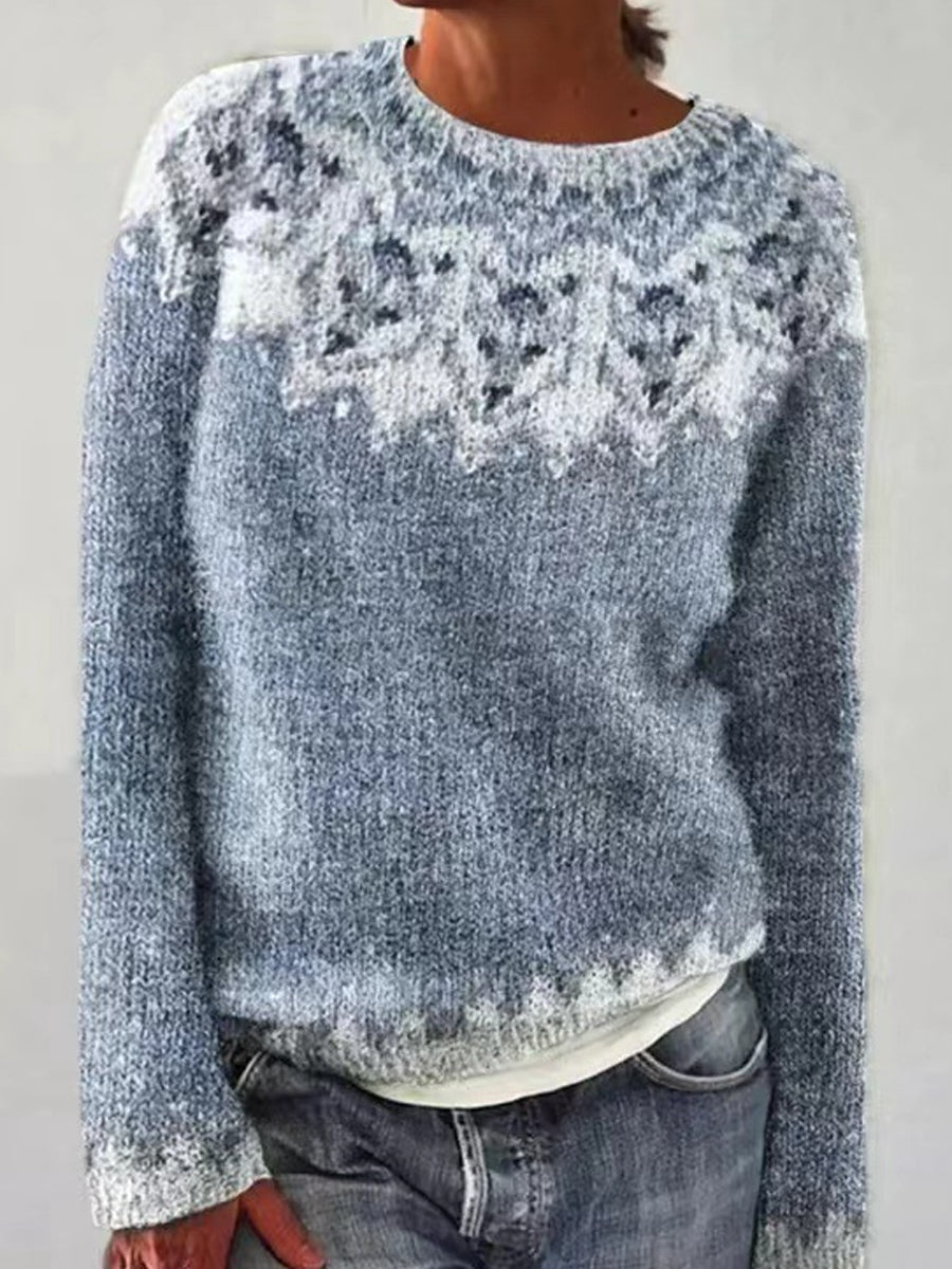 Frauen Isländischer Pullover, Rundhals, lockerer Pullover