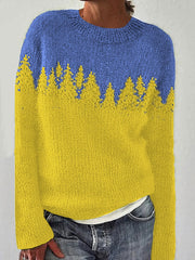 Frauen Isländischer Pullover, Rundhals, lockerer Pullover