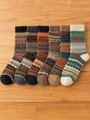 Damen weiche und warme Retro-Regenbogen-Kontrasts ocken (6 Paare)