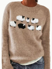 Frauen Isländischer Pullover, Rundhals, lockerer Pullover