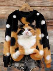 Damen niedliche Katze Flanell Hoodie