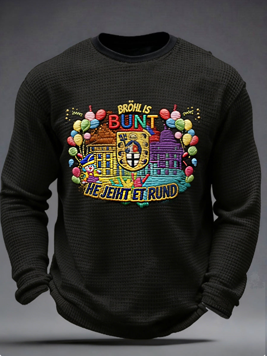 Männer Kölner Karneval Waffel lang ärmel iges T-Shirt