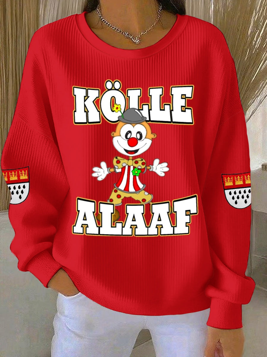 Damen Kölner Karneval Geripptes Rundhals-Sweatshirt
