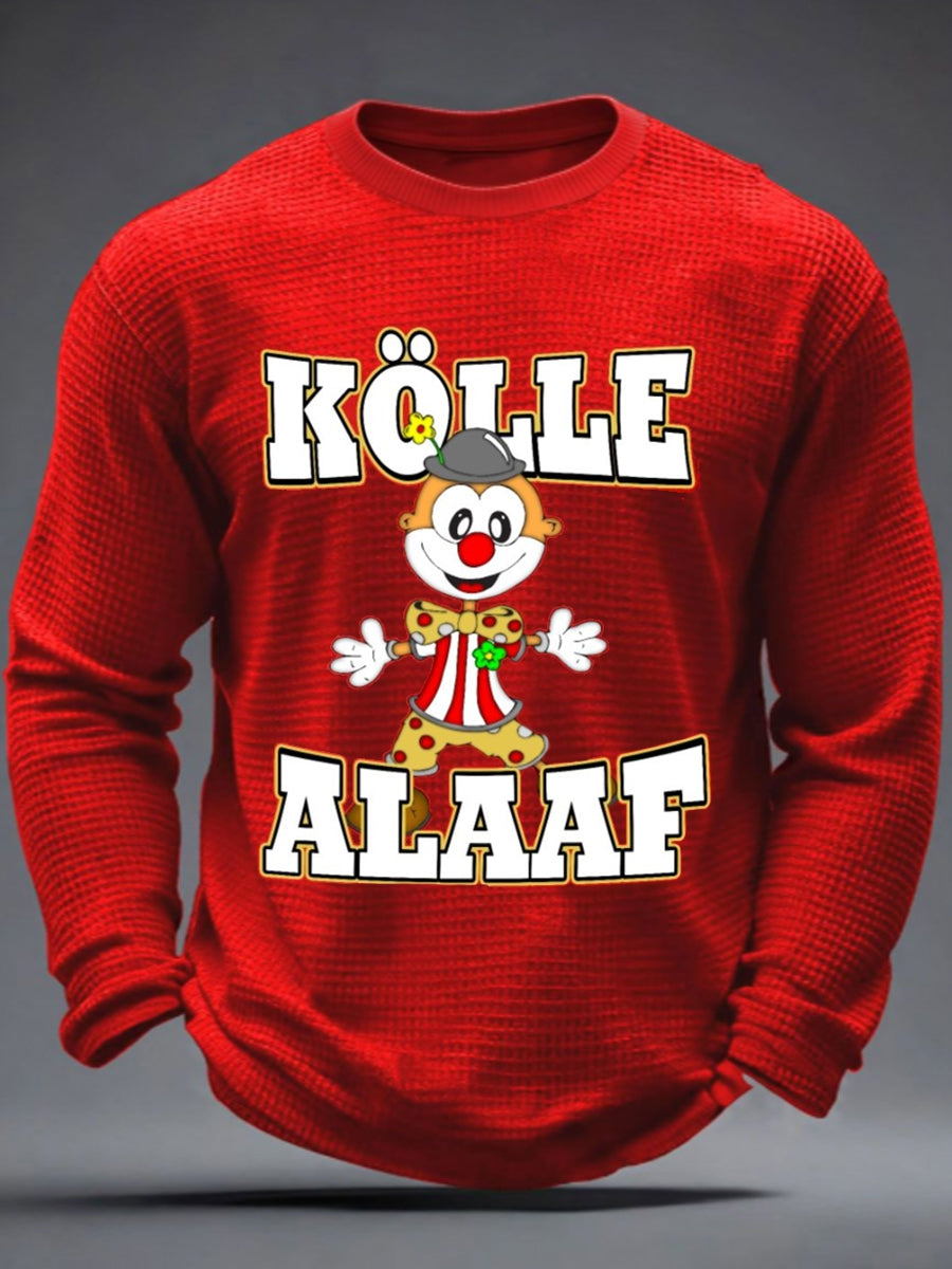 Männer Kölner Karneval Waffel lang ärmel iges T-Shirt