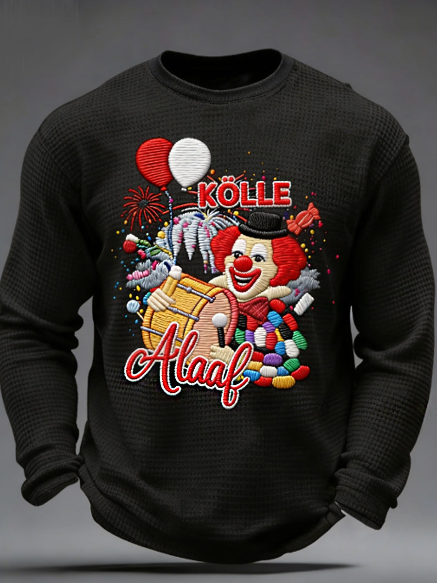 Männer Kölner Karneval Waffel lang ärmel iges T-Shirt