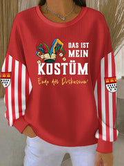 Damen Kölner Karneval Geripptes Rundhals-Sweatshirt
