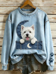 Damen-Hunde kunst bedrucktes Sweatshirt