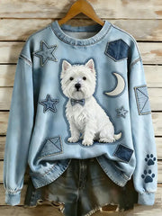 Damen-Hunde kunst bedrucktes Sweatshirt