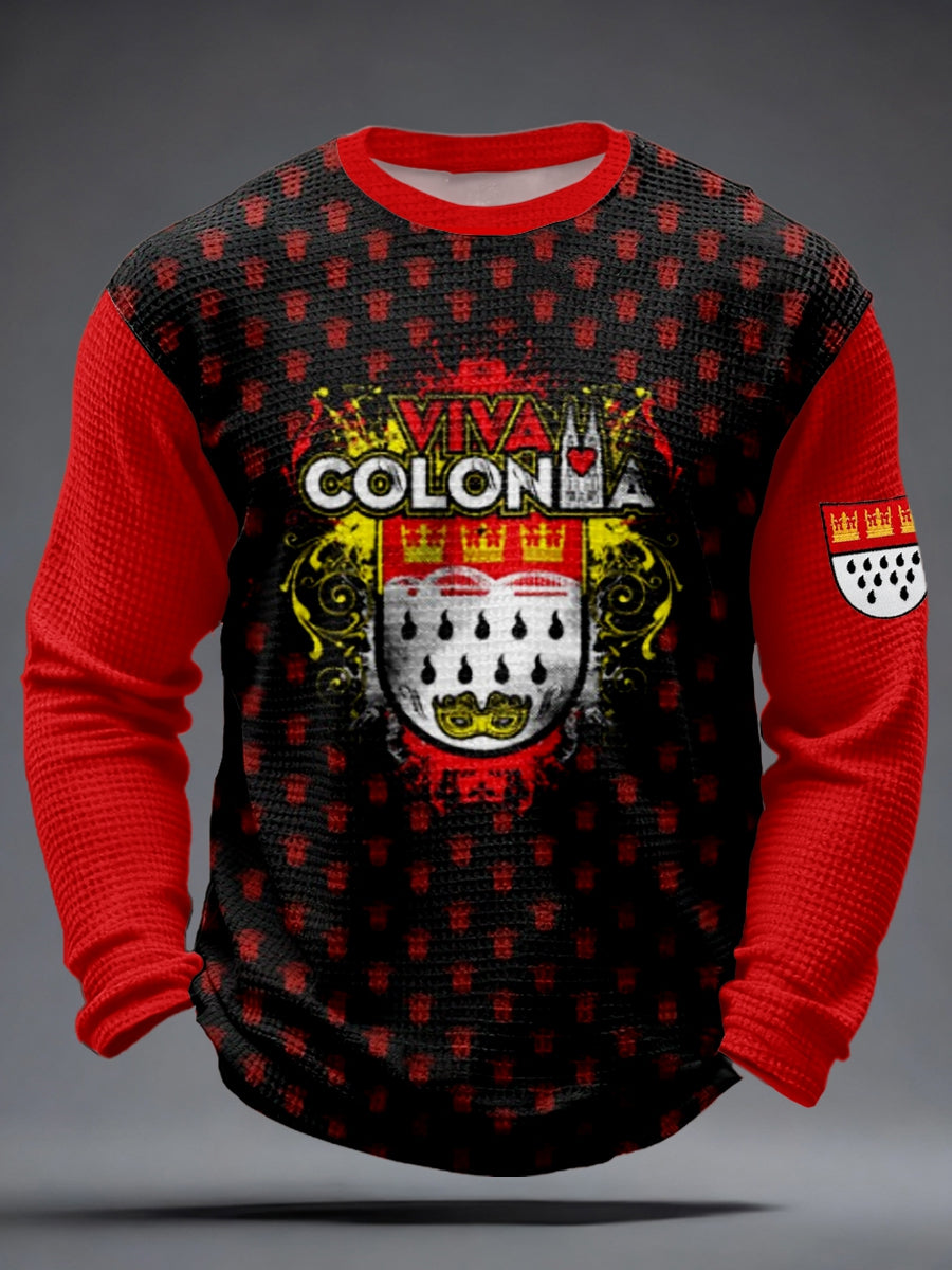 Männer Kölner Karneva Waffel-T-Shirt lang ärmel ige