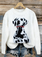 Damen niedlicher Hunde-Kunst-Pullover mit Rundhals ausschnitt