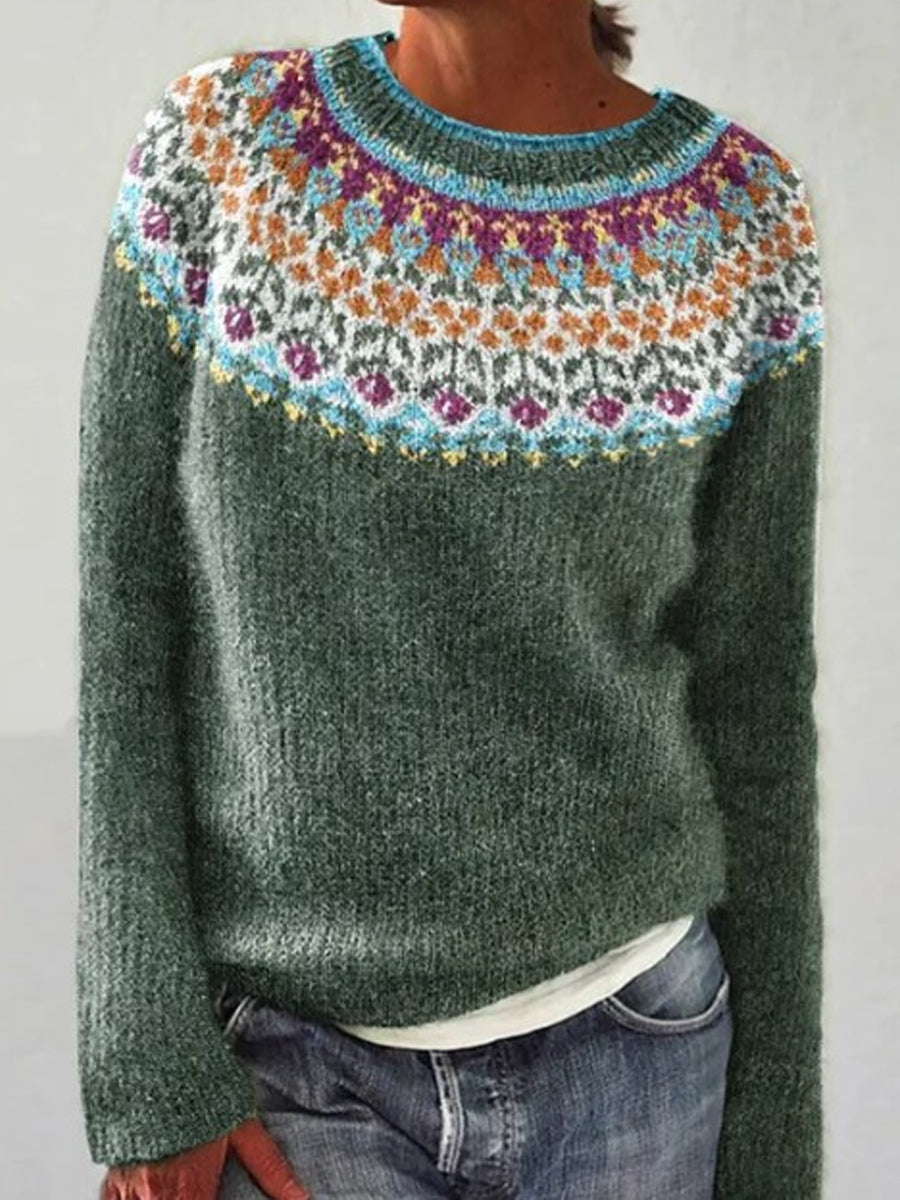 Frauen Isländischer Pullover, Rundhals, lockerer Pullover