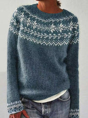 Frauen Isländischer Pullover, Rundhals, lockerer Pullover