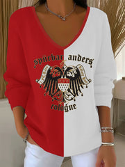 Damen Kölner Karneval V-Ausschnitt gerippt Top