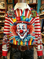 Cologne Carnival Clown Print Herren Lässiges Langarm-Shirt