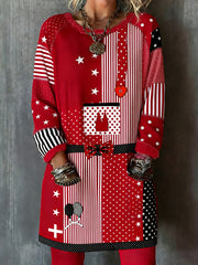 Damen-Kölner Karnevals druck Lässiges Langarm-Oberteil in mittlerer Länge