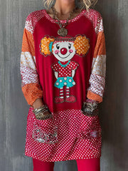 Damen-Kölner Karnevals druck Lässiges Langarm-Oberteil in mittlerer Länge