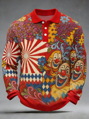 Cologne Carnival Clown Print Herren Lässiges Langarm-Top