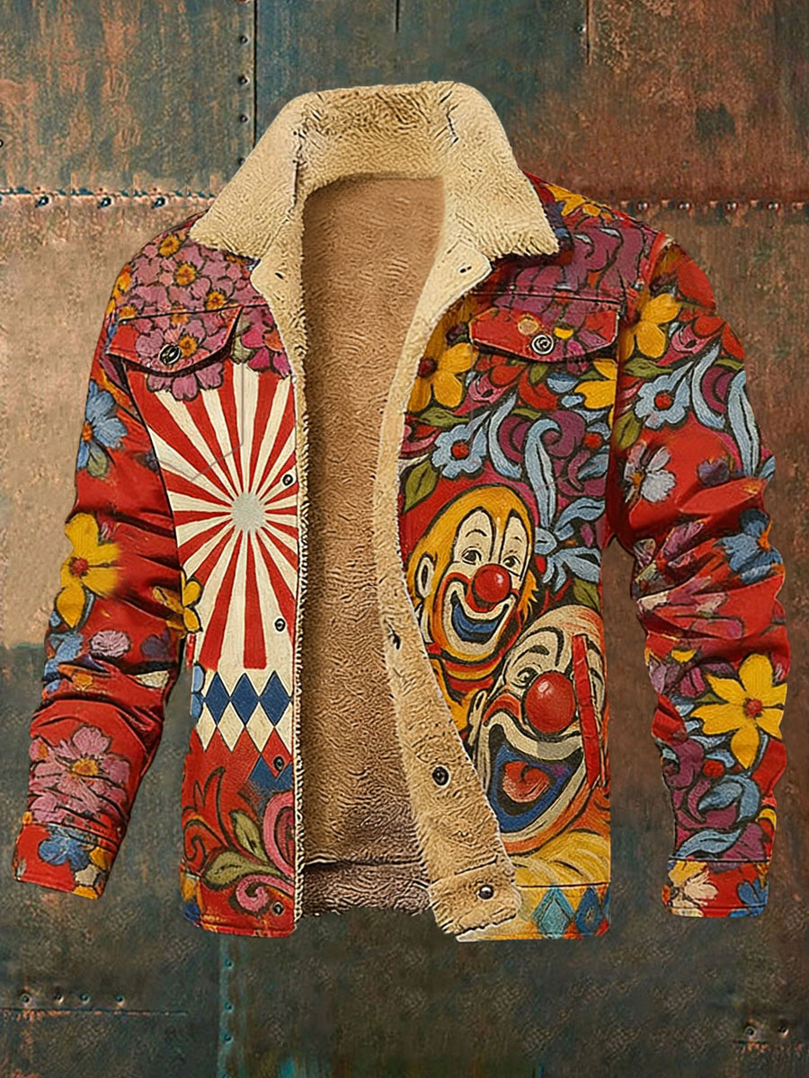 Cologne Carnival Clown Print Herren Freizeit-Plüsch jacke