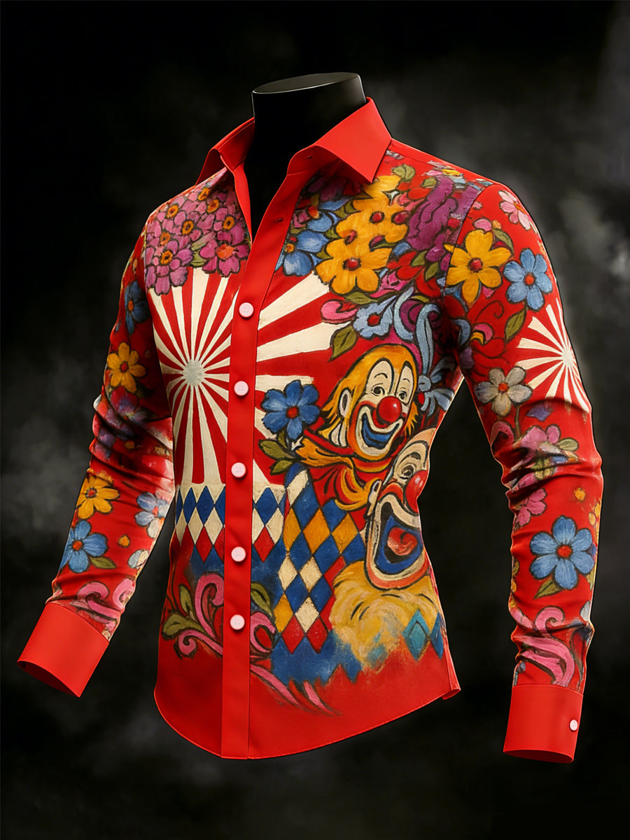 Cologne Carnival Clown Print Herren Lässiges Langarm-Shirt