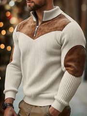 Herren warmer, farblich blockierten, beiläufiger Pullover mit Reiß verschluss