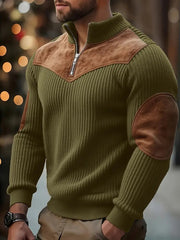 Herren warmer, farblich blockierten, beiläufiger Pullover mit Reiß verschluss