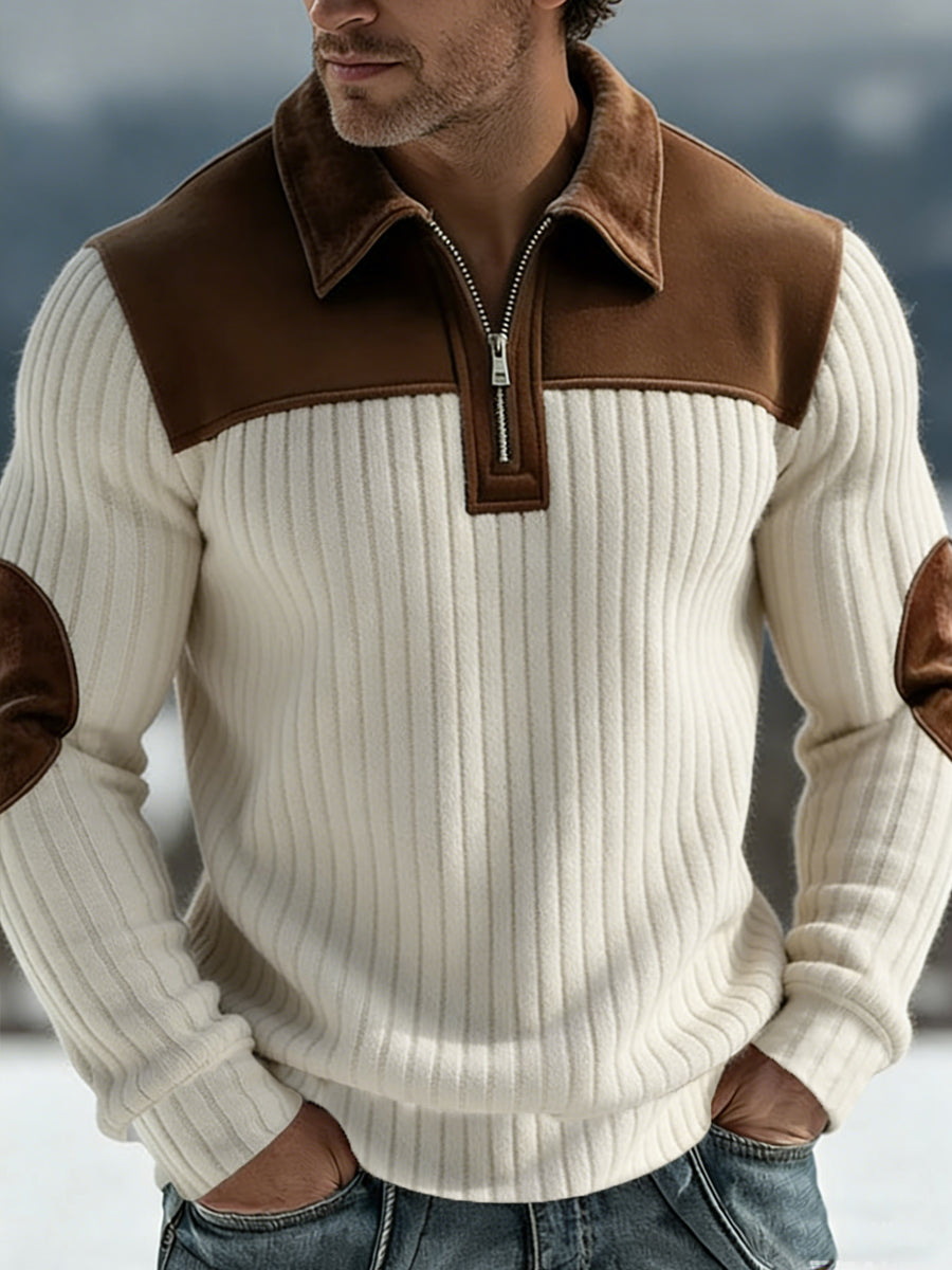 Herren Warmer Colour block Lässiger Reiß verschluss Pullover