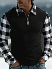Herren-Flanell-Lässiges Half-Zip-Top