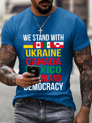 Men's We Stand with Ukraine, Canada, Mexico, Greenland Print T-Shirt