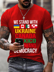 Men's We Stand with Ukraine, Canada, Mexico, Greenland Print T-Shirt