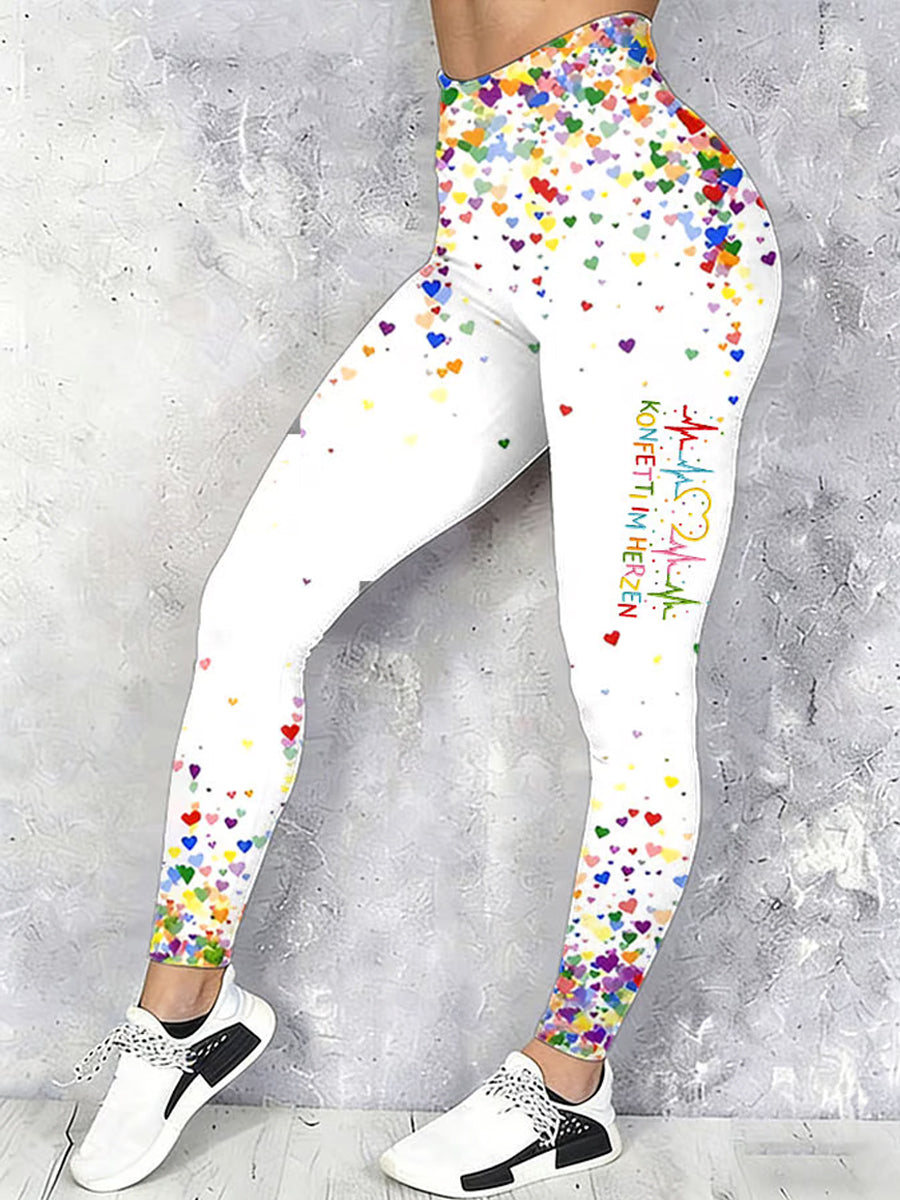 Frauen Kölner Karneval Konfetti im Herzen drucken lässige Samt leggings